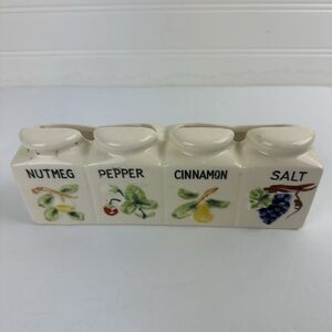 VTG Ceramic Wall Pocket Spice Jar Planter Japan Salt Pepper Nutmeg Ginger Fruit